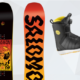 Salomon Snowboard für Jugendliche, Vorder- und Rückseite, Snowboardschuhe, Mogasi